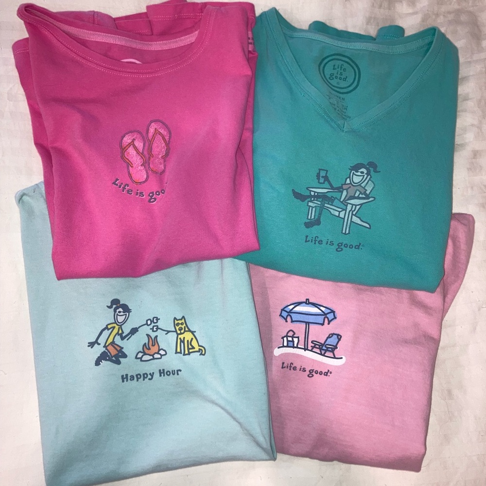 Lot of 4 small Life is Good t-shirts. All GUC
